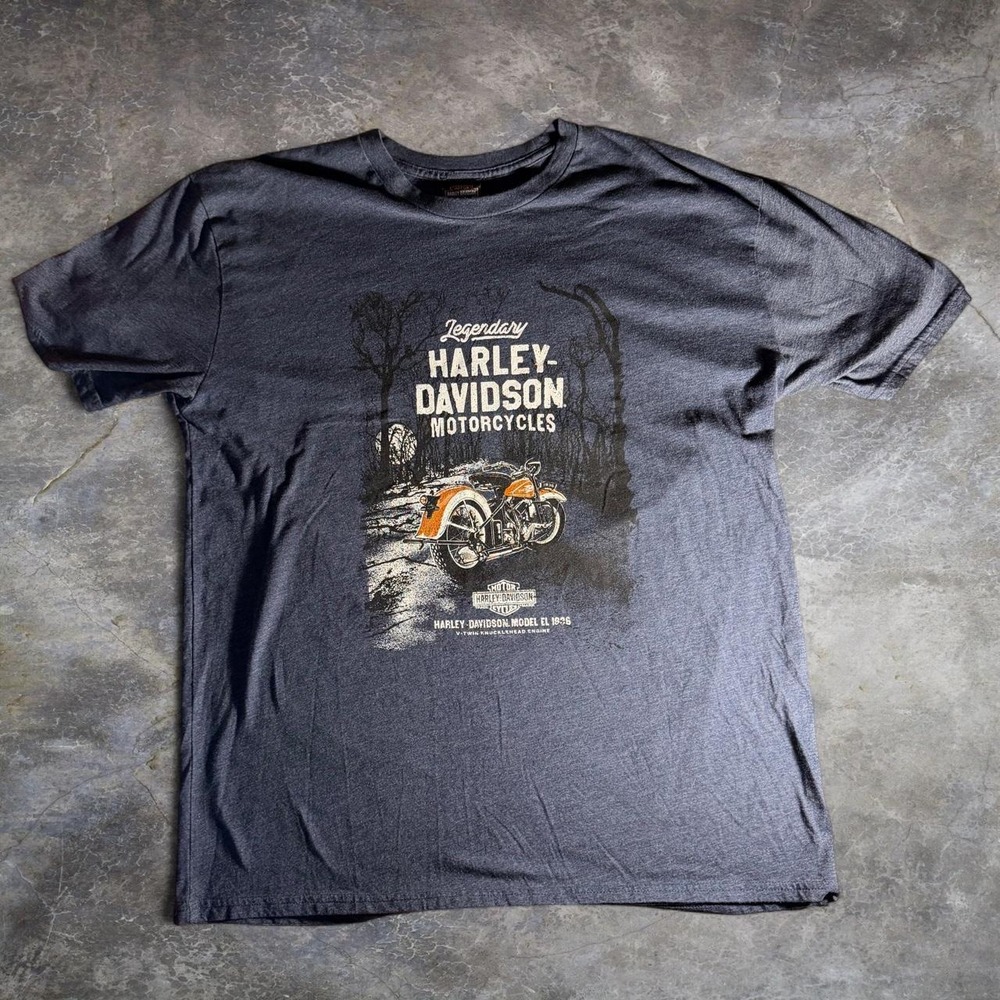 Harley-Davidson Roadhouse Mt Vernon IL Graphic T-Shirt 2XL USA Blue Heather